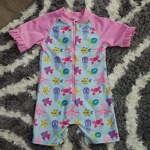 Sol swim suit 24 months one piece sleeves shorts